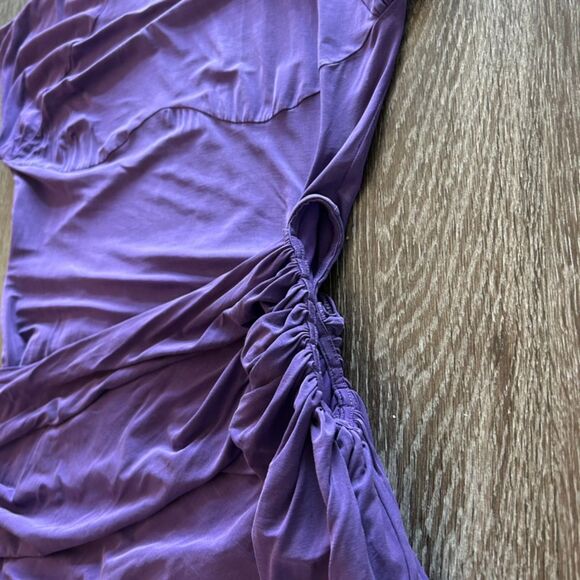 EUC Jacquemus La Robe Espelho Court Cupro Mini Dress Purple XL Cutout Bodycon - Picture 14 of 16